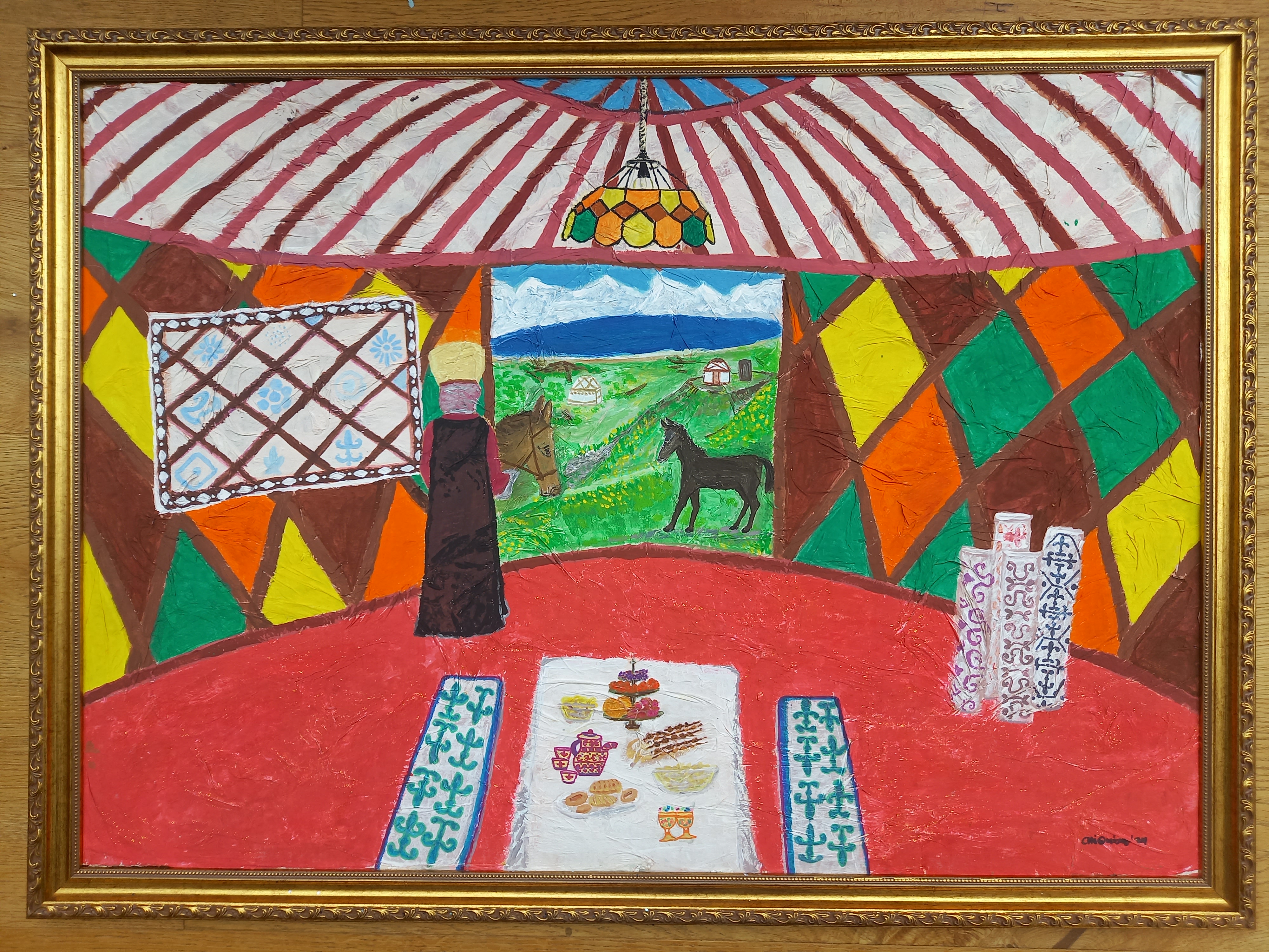 A painting of a Yurt in Kyrgyzstan